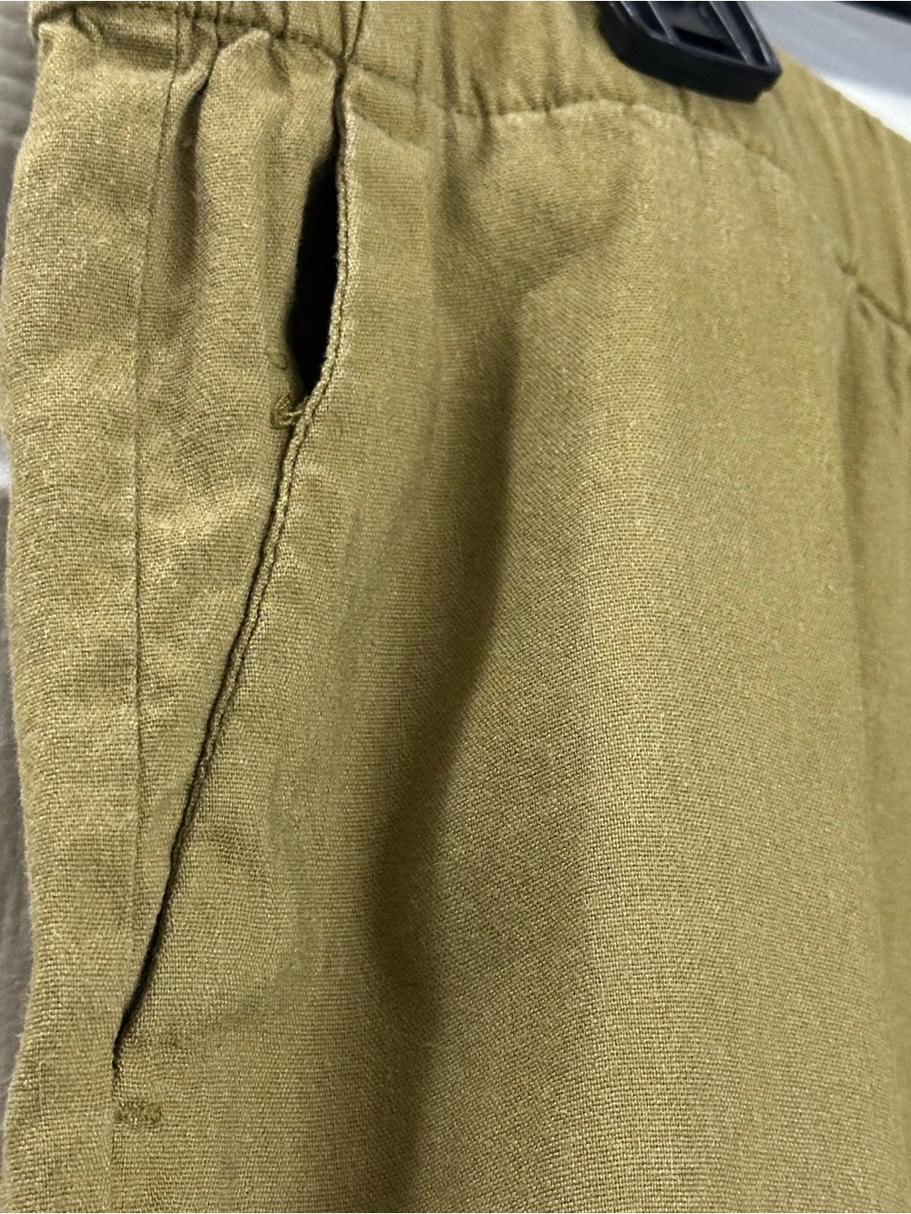 J.Jill Wide Leg Linen Pants Size Large Olive Gold Elastic Waist Cropped - Picture 6 of 6
